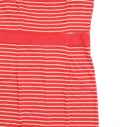 Epilogue Womens Red Striped Polyester Pencil Dress Size 16 Boat Neck Pullover - Slit