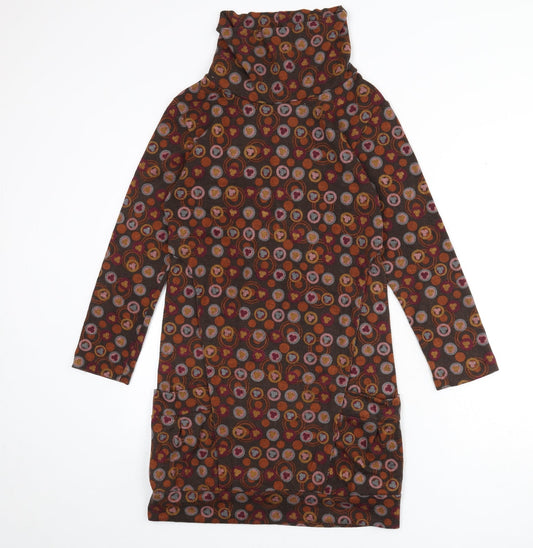 Ameri Womens Multicoloured Geometric Polyester Jumper Dress Size S High Neck Pullover