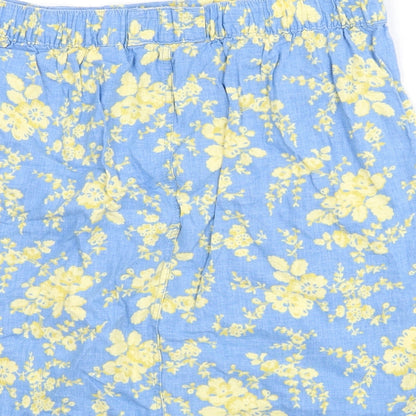 NEXT Womens Blue Floral Linen A-Line Skirt Size 14