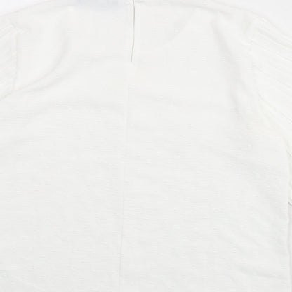 Boohoo Womens White Polka Dot Polyester Basic Blouse Size 10 Round Neck