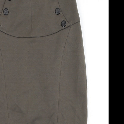 Zara Womens Green Polyester Straight & Pencil Skirt Size S Zip