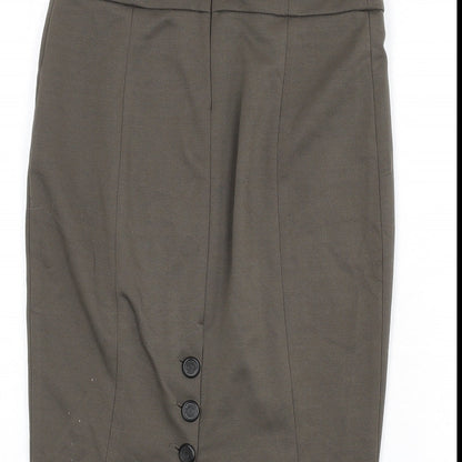 Zara Womens Green Polyester Straight & Pencil Skirt Size S Zip