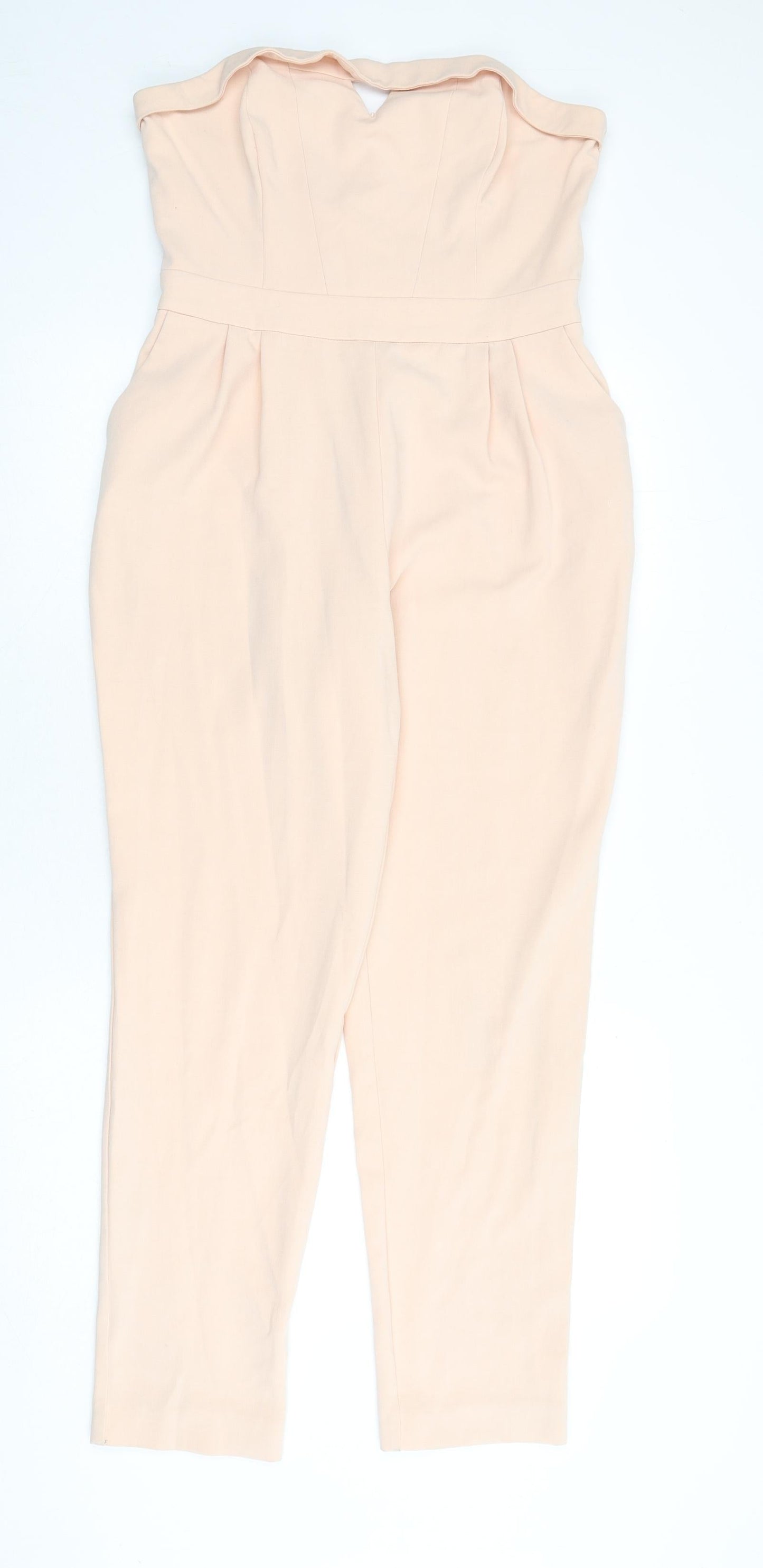 River Island Womens Pink Polyester Jumpsuit One-Piece Size 14 L28 in Zip - Keyhole Cut Out