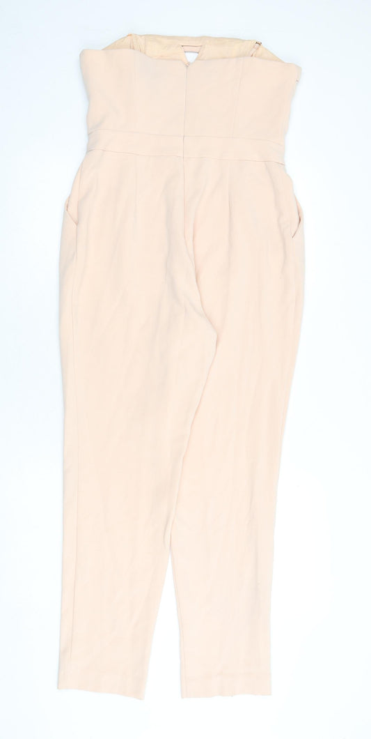 River Island Womens Pink Polyester Jumpsuit One-Piece Size 14 L28 in Zip - Keyhole Cut Out