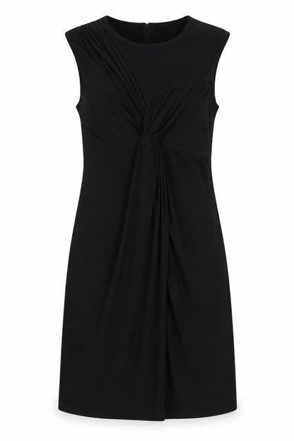 Nina Leonard Womens Black Polyester A-Line Size M Scoop Neck Zip - Knot Front