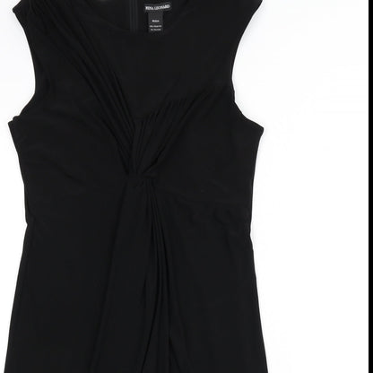 Nina Leonard Womens Black Polyester A-Line Size M Scoop Neck Zip - Knot Front