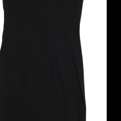 Nina Leonard Womens Black Polyester A-Line Size M Scoop Neck Zip - Knot Front