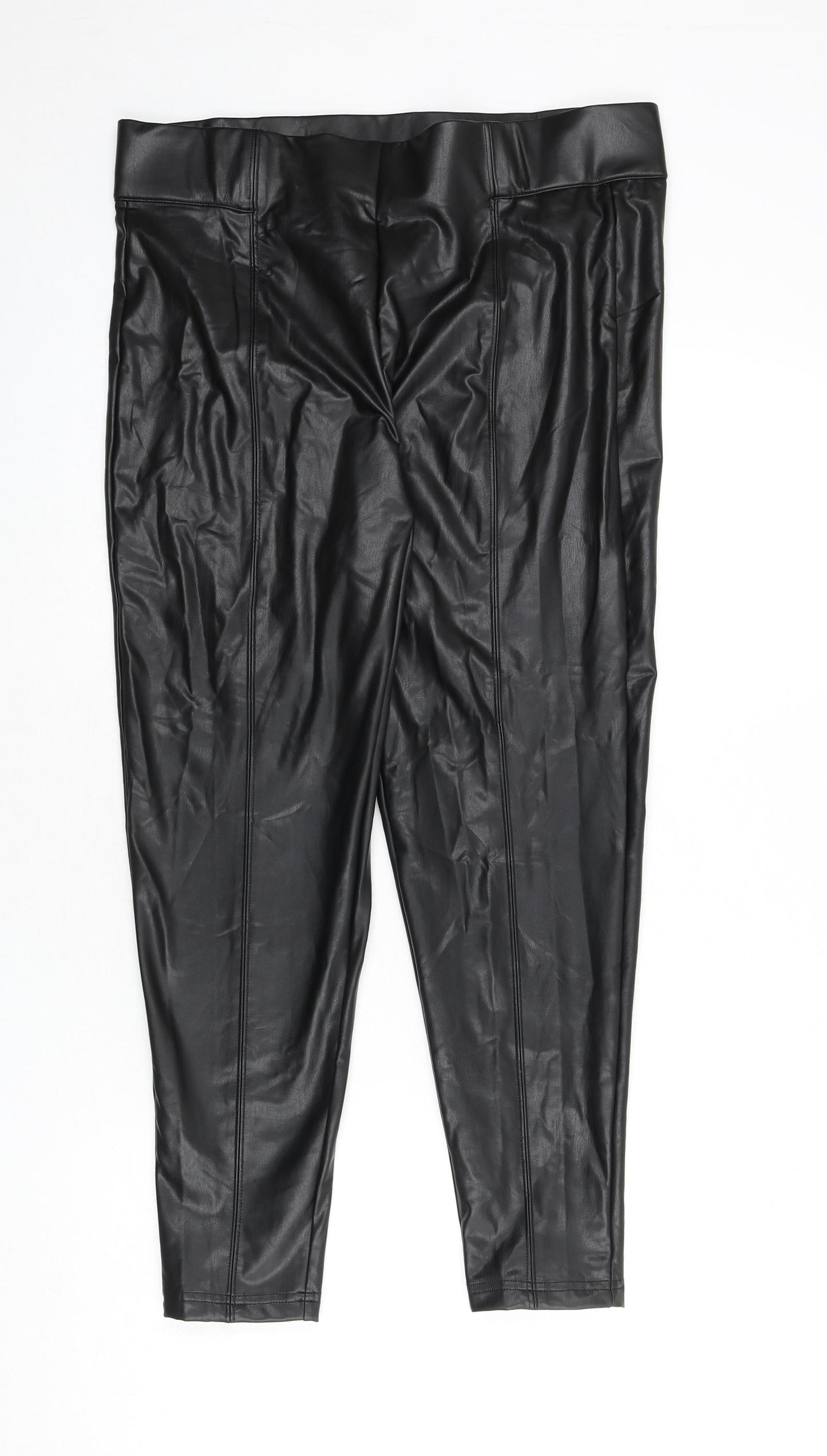 marks Womens Black Polyester Capri Leggings Size 16 L24 in - Short Length, Faux Leather