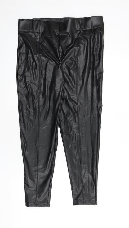 marks Womens Black Polyester Capri Leggings Size 16 L24 in - Short Length, Faux Leather