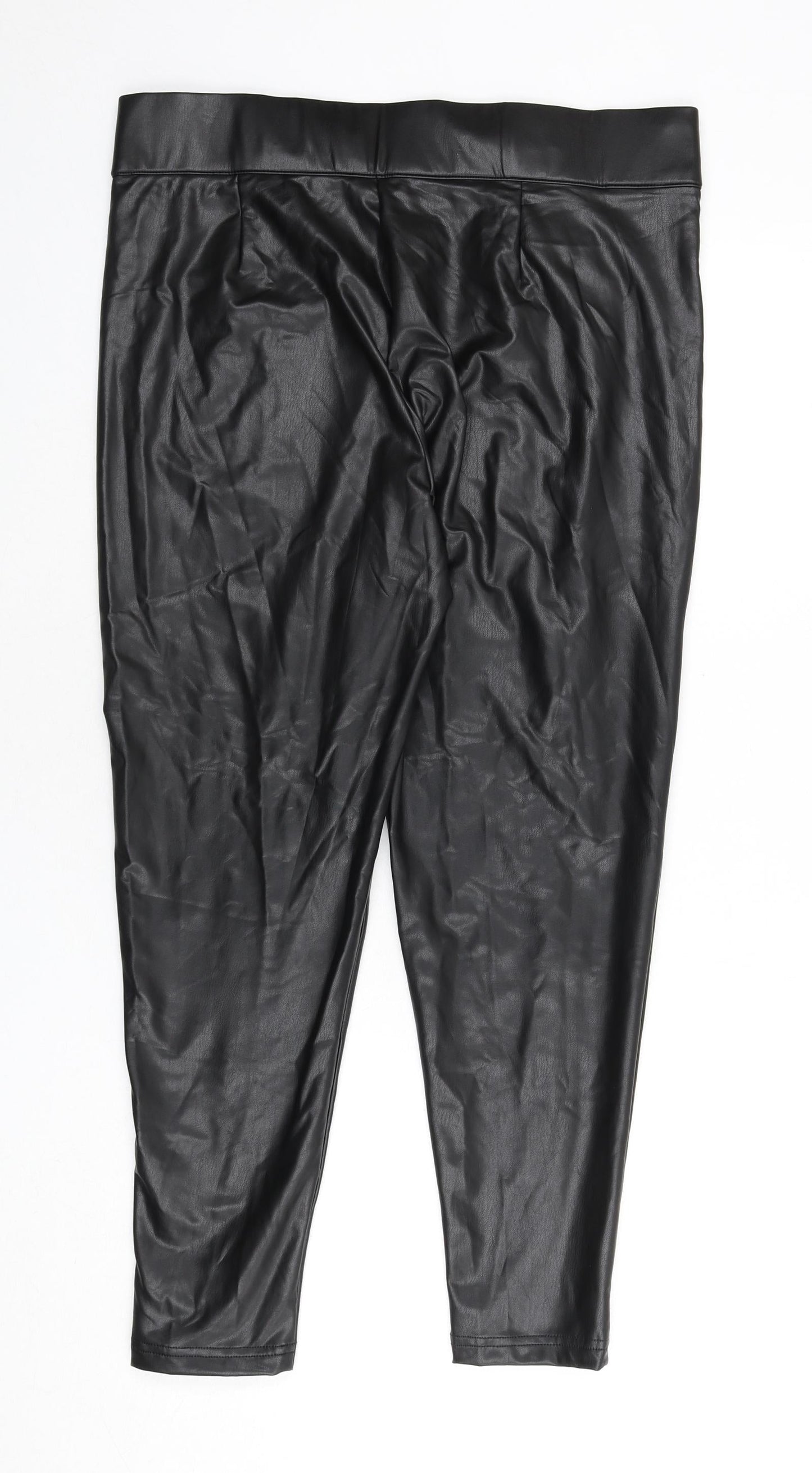 marks Womens Black Polyester Capri Leggings Size 16 L24 in - Short Length, Faux Leather