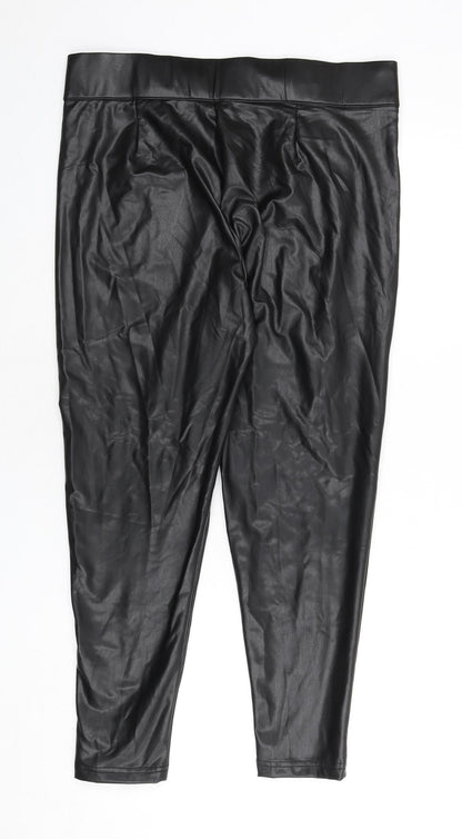 marks Womens Black Polyester Capri Leggings Size 16 L24 in - Short Length, Faux Leather