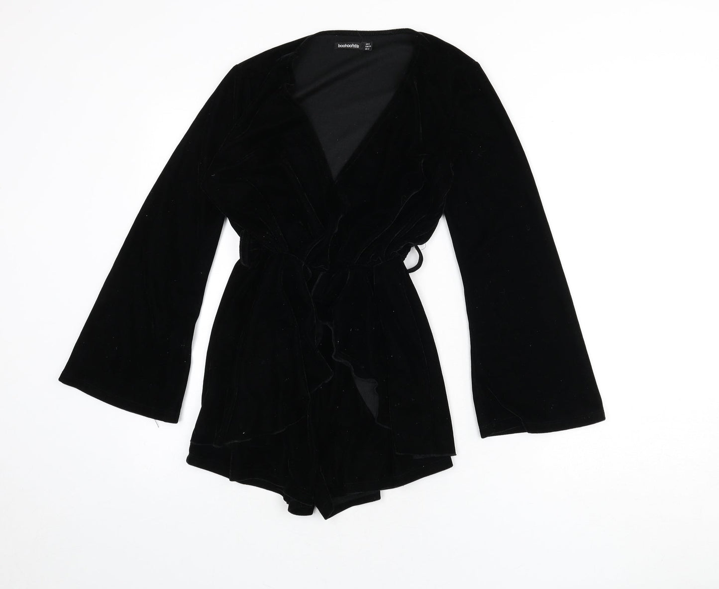 Boohoo Womens Black Polyester Romper One-Piece Size 6 L3 in Pullover