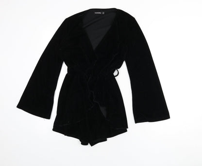 Boohoo Womens Black Polyester Romper One-Piece Size 6 L3 in Pullover