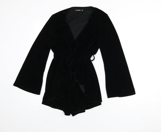 Boohoo Womens Black Polyester Romper One-Piece Size 6 L3 in Pullover