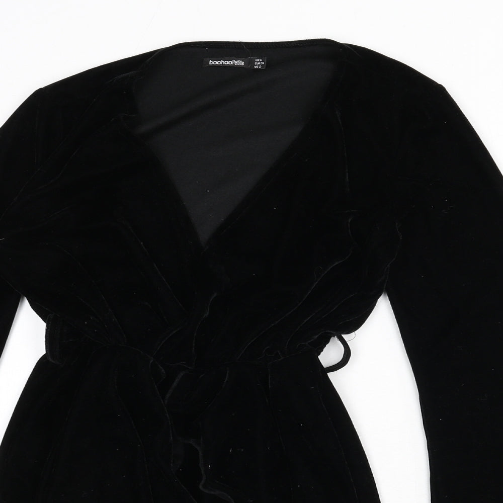 Boohoo Womens Black Polyester Romper One-Piece Size 6 L3 in Pullover