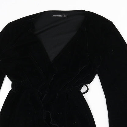 Boohoo Womens Black Polyester Romper One-Piece Size 6 L3 in Pullover