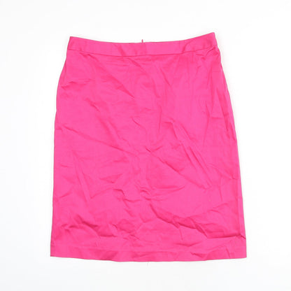 La Redoute Womens Pink Cotton Straight & Pencil Skirt Size 12 Zip
