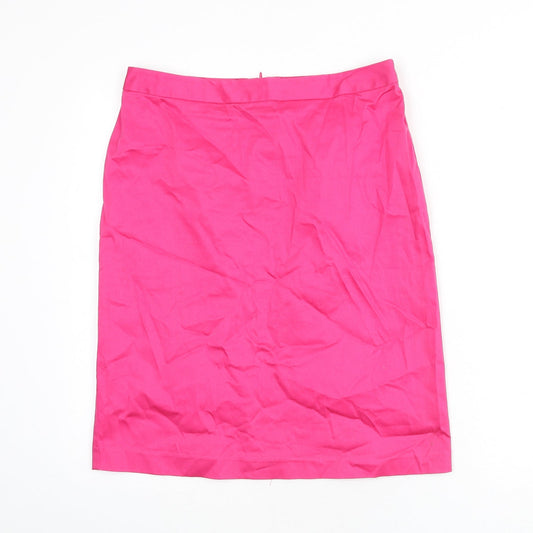La Redoute Womens Pink Cotton Straight & Pencil Skirt Size 12 Zip