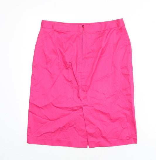 La Redoute Womens Pink Cotton Straight & Pencil Skirt Size 12 Zip