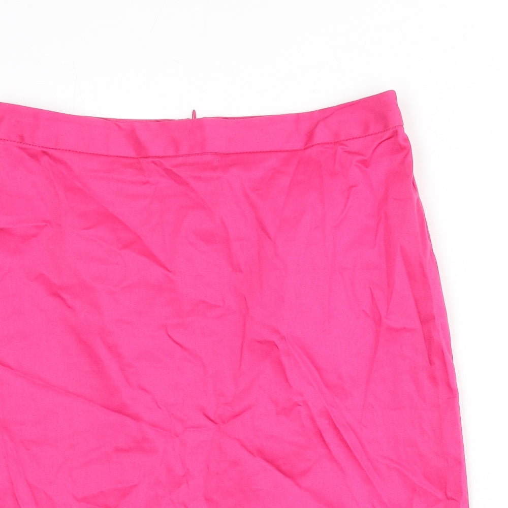 La Redoute Womens Pink Cotton Straight & Pencil Skirt Size 12 Zip