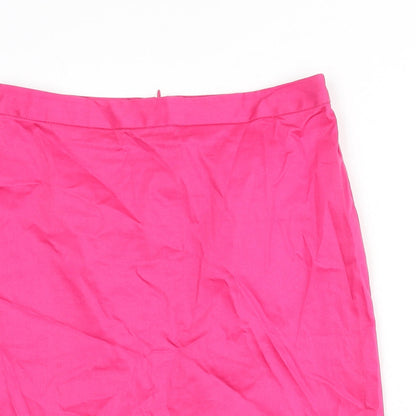 La Redoute Womens Pink Cotton Straight & Pencil Skirt Size 12 Zip