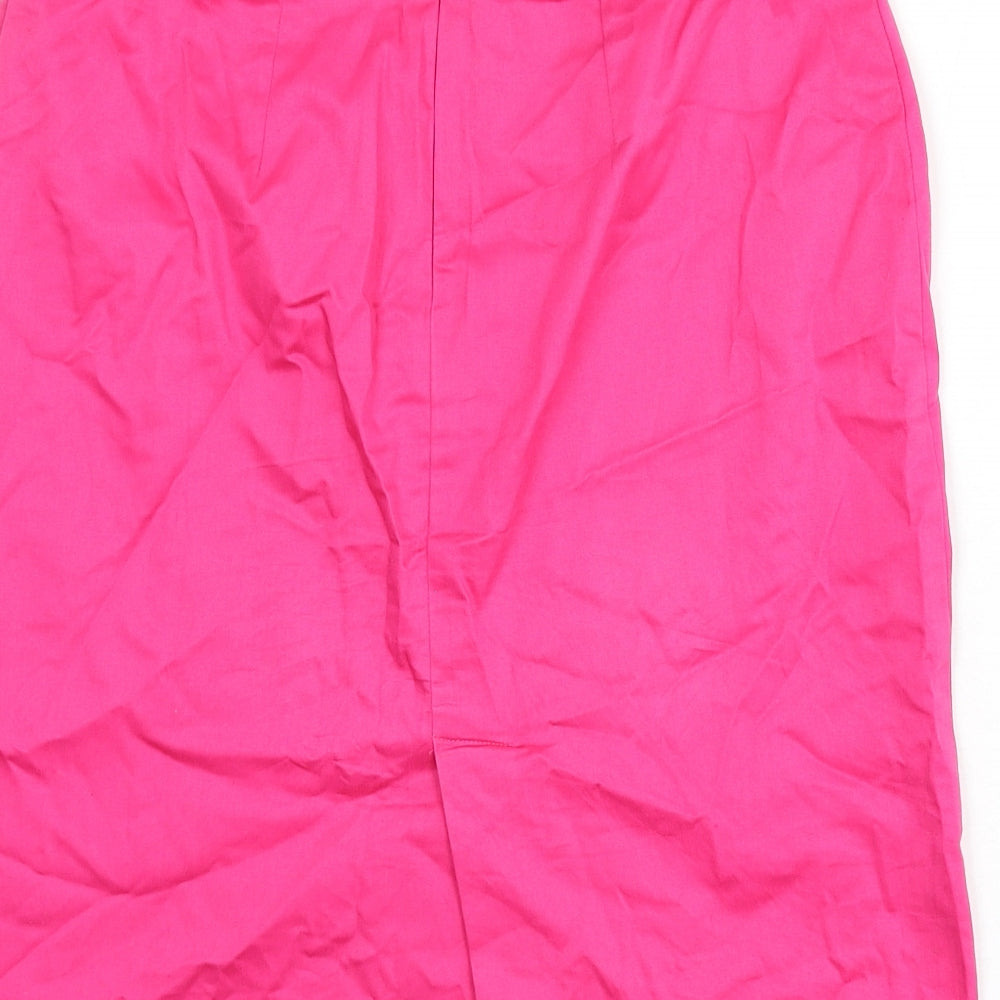 La Redoute Womens Pink Cotton Straight & Pencil Skirt Size 12 Zip