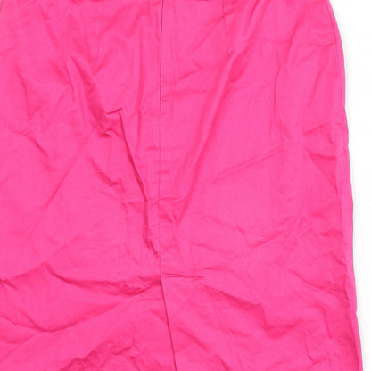 La Redoute Womens Pink Cotton Straight & Pencil Skirt Size 12 Zip