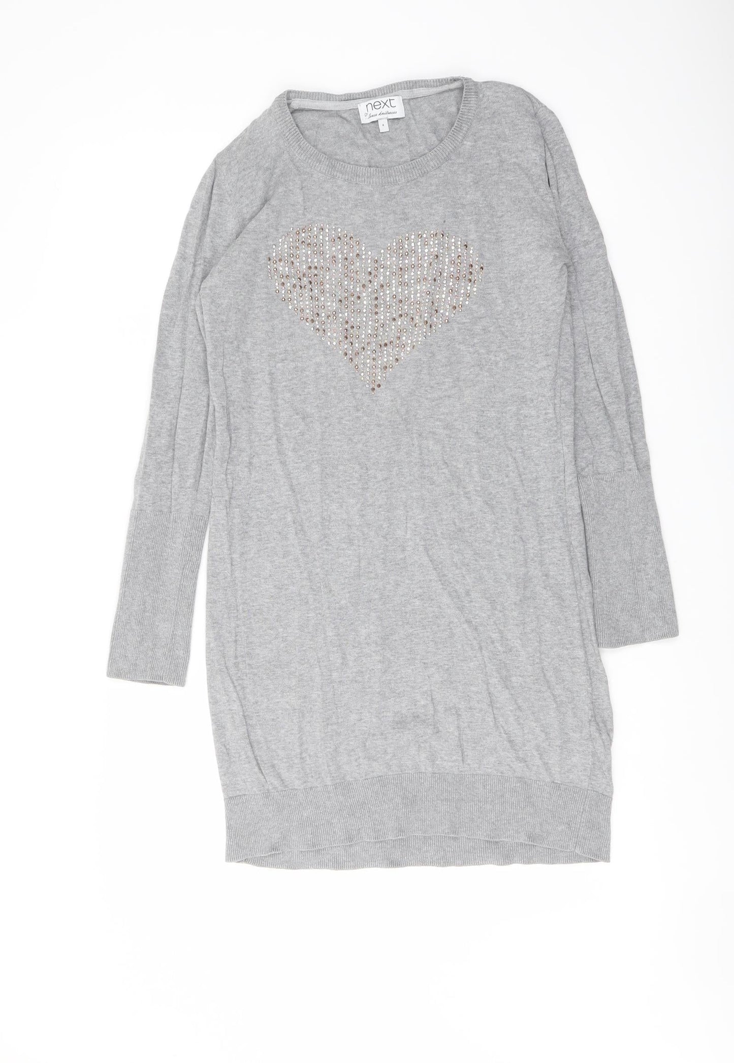 Womens UK Size 8 NEXT Grey Tunic Jumper