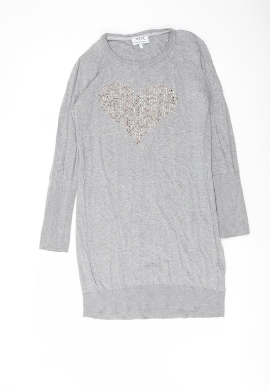 Womens UK Size 8 NEXT Grey Tunic Jumper