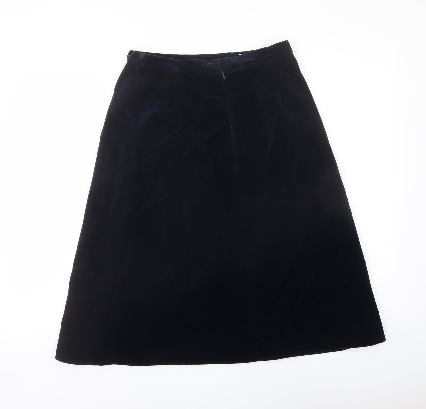 Marks and Spencer Womens Blue Cotton A-Line Skirt Size 14 Zip
