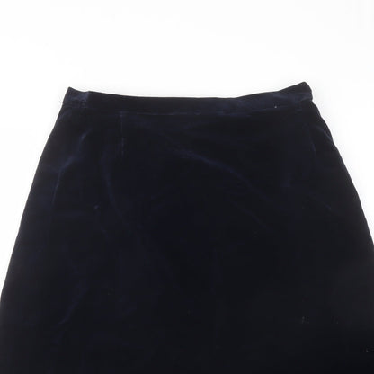 Marks and Spencer Womens Blue Cotton A-Line Skirt Size 14 Zip