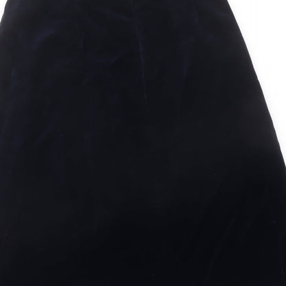Marks and Spencer Womens Blue Cotton A-Line Skirt Size 14 Zip