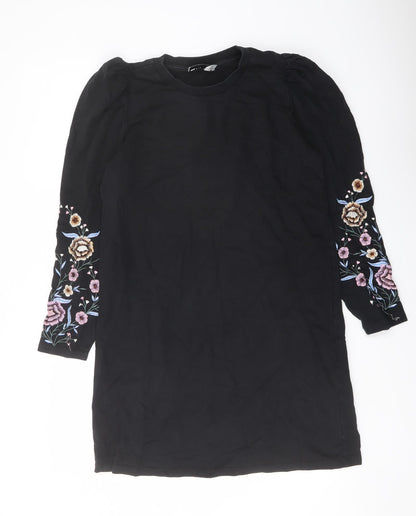 ASOS Womens Black Polyester A-Line Size 8 Crew Neck Pullover