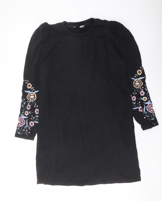 ASOS Womens Black Polyester A-Line Size 8 Crew Neck Pullover