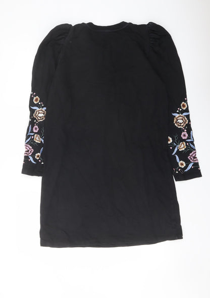 ASOS Womens Black Polyester A-Line Size 8 Crew Neck Pullover