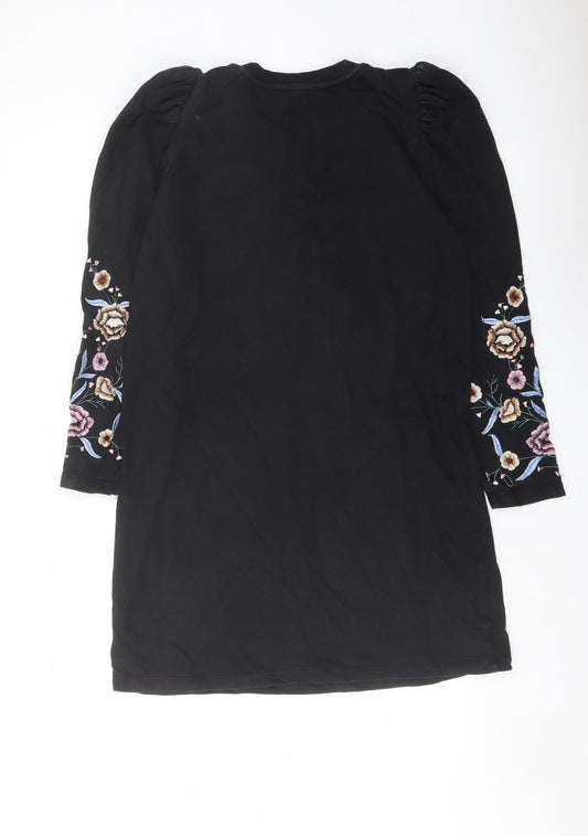 ASOS Womens Black Polyester A-Line Size 8 Crew Neck Pullover