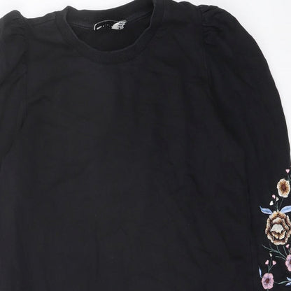 ASOS Womens Black Polyester A-Line Size 8 Crew Neck Pullover