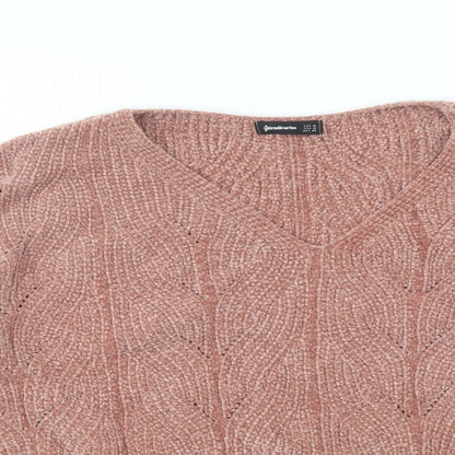 Womens UK Size M Stradivarius Pink Pullover Jumper