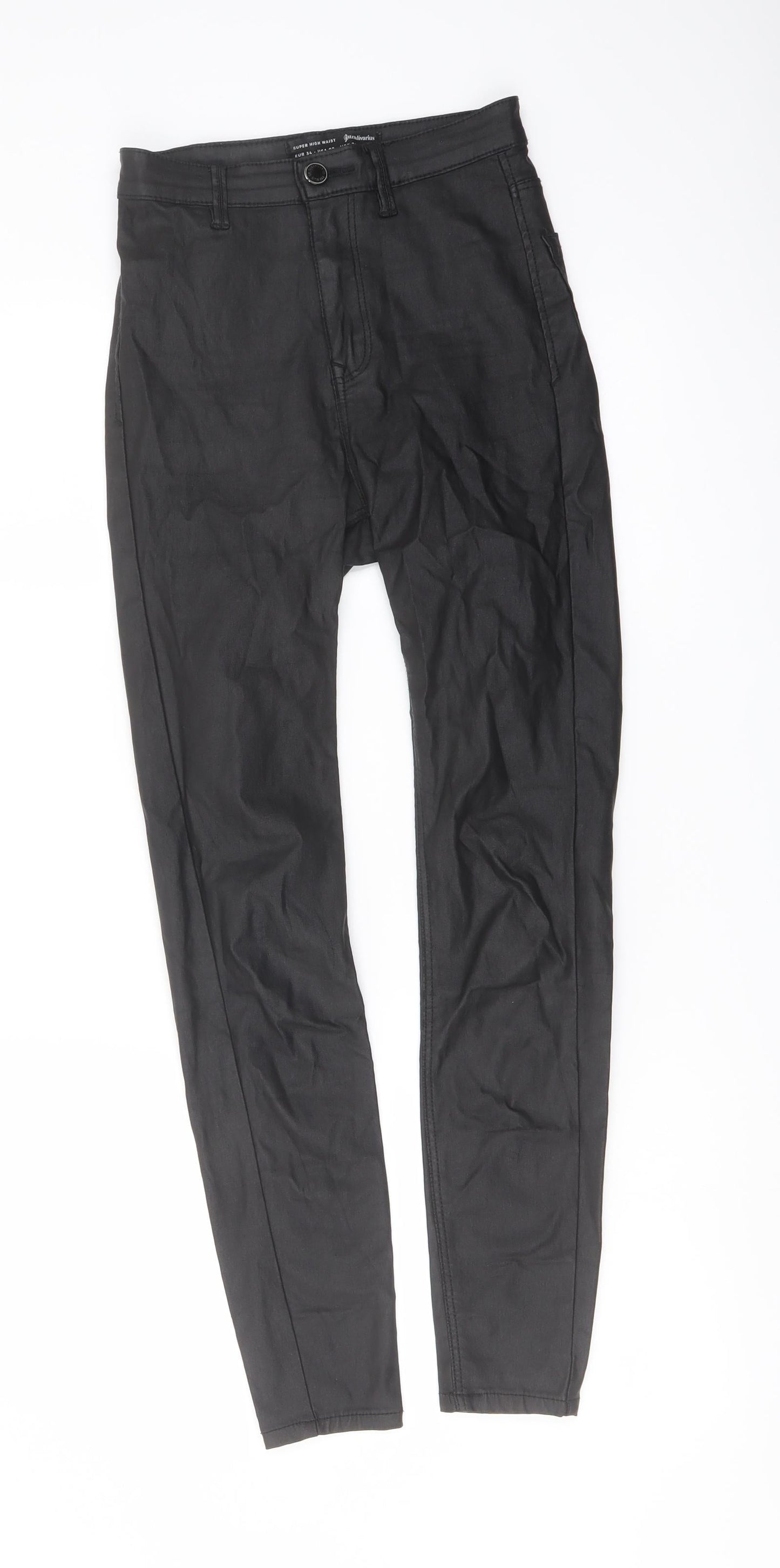 Womens UK Size 6 Stradivarius Regular Fit Jegging Black Trousers