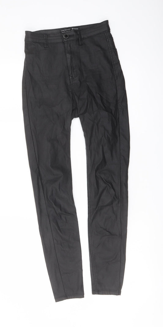 Stradivarius Womens Black Polyester Jegging Trousers Size 6 L27 in Regular Button