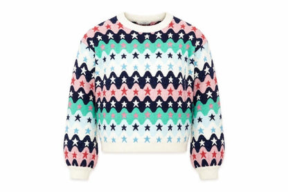 Marks and Spencer Girls Multicoloured Crew Neck Geometric Polyester Pullover Jumper Size 13-14 Years Pullover
