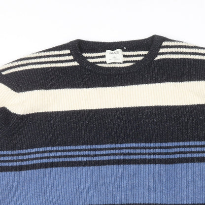 Marks and Spencer Mens Multicoloured Crew Neck Striped Polyamide Pullover Jumper Size 2XL Long Sleeve
