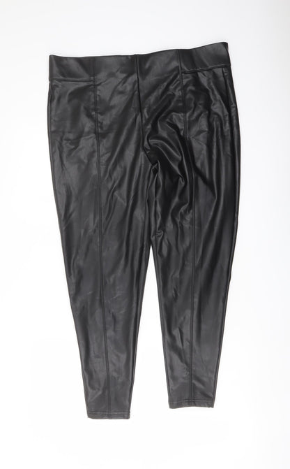 Marks and Spencer Womens Black Polyester Trousers Size 18 L25 in Regular