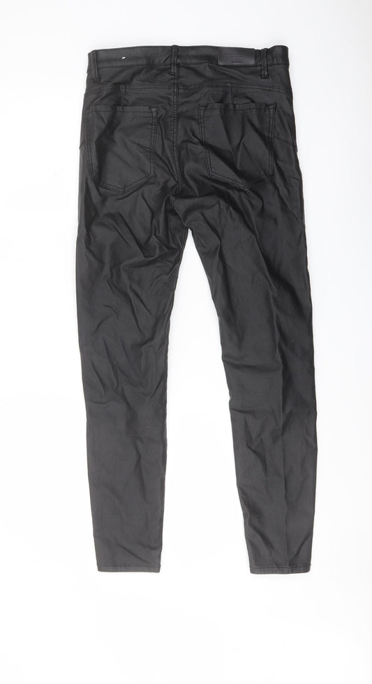 Stradivarius Womens Black Polyester Jegging Trousers Size 12 L27 in Regular Button