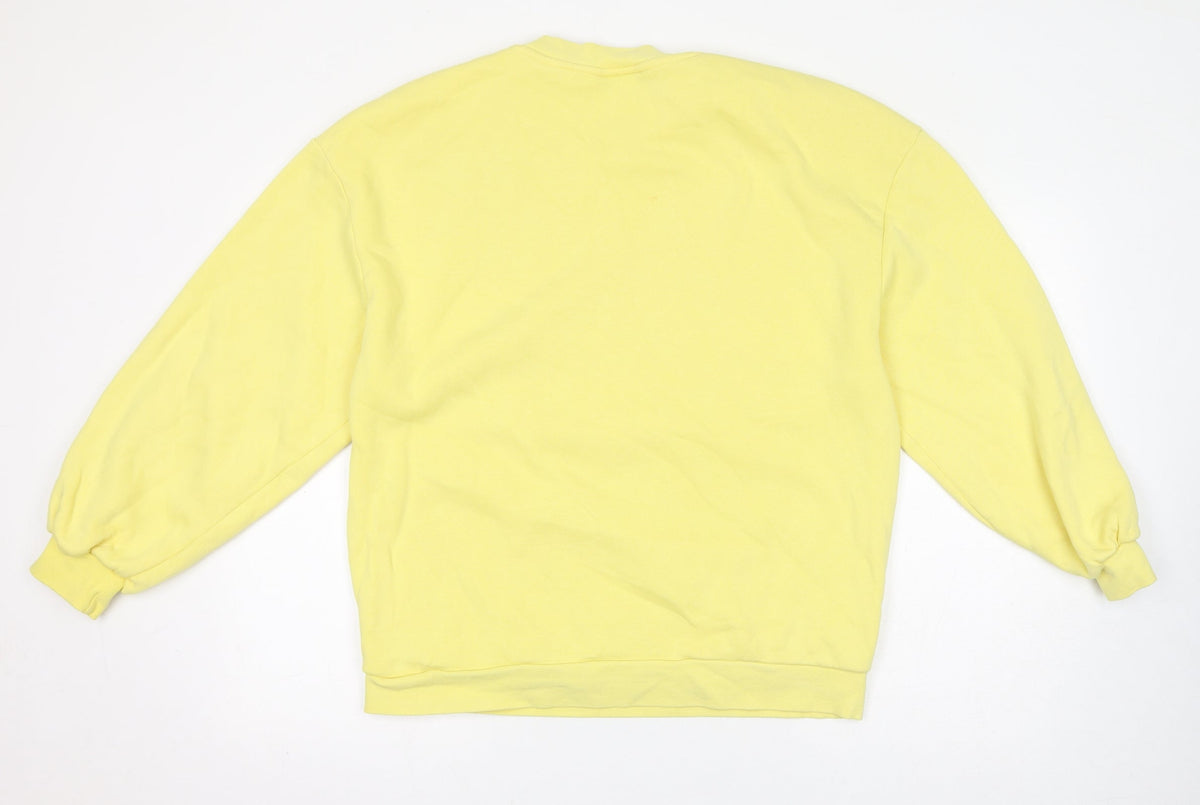 Topshop Womens Yellow Cotton Pullover Sweatshirt Size S Pullover