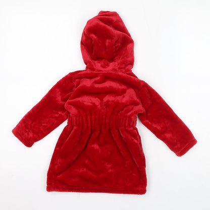 Disney Baby Red Solid Polyester Robe Gown Size 9-12 Months Tie - Minnie Mouse