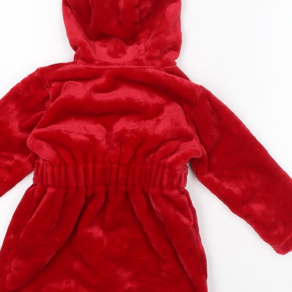Disney Baby Red Solid Polyester Robe Gown Size 9-12 Months Tie - Minnie Mouse