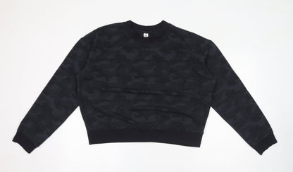 Reflex Womens Black Camouflage Polyester Pullover Sweatshirt Size XL Pullover - Cropped