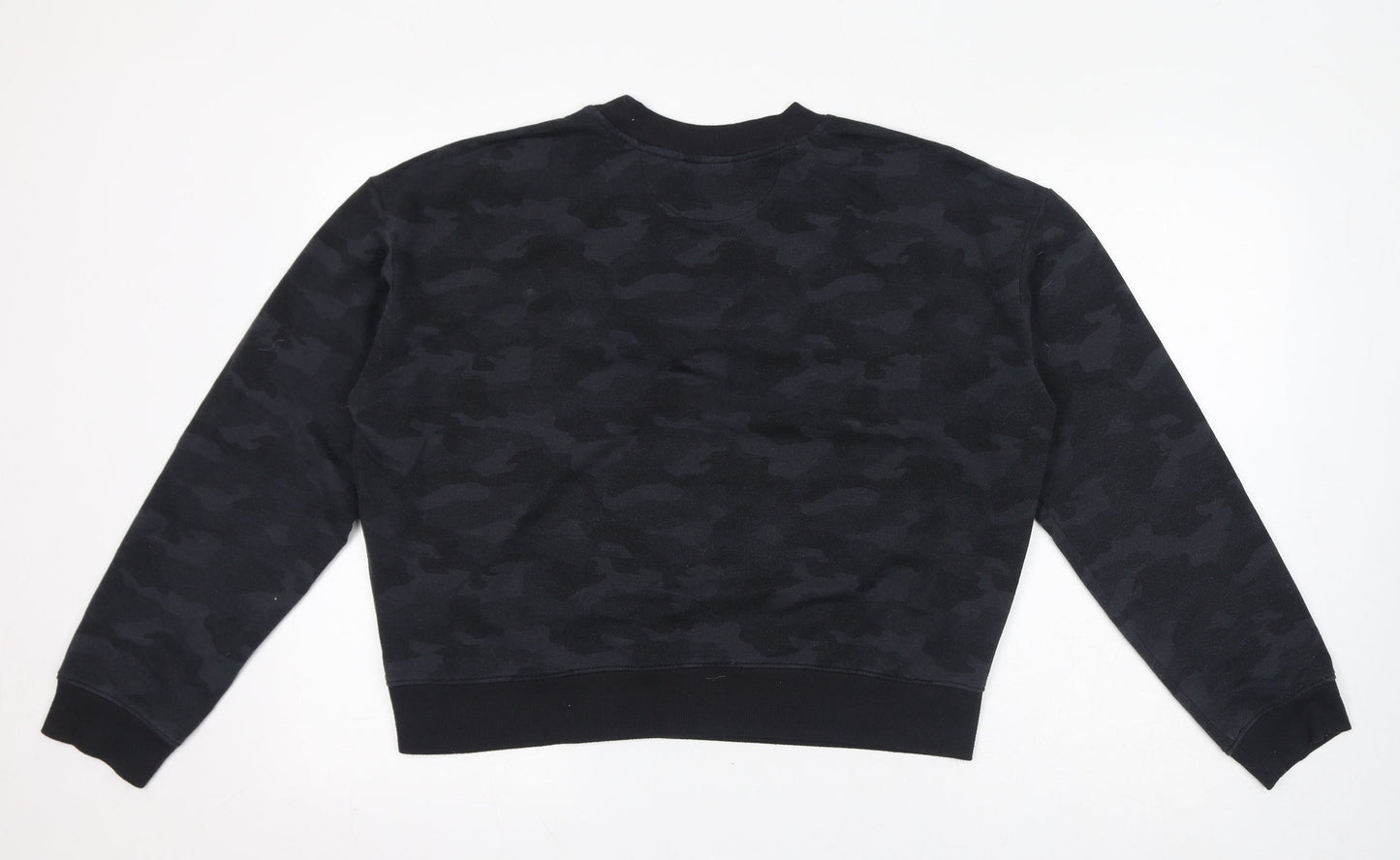 Reflex Womens Black Camouflage Polyester Pullover Sweatshirt Size XL Pullover - Cropped