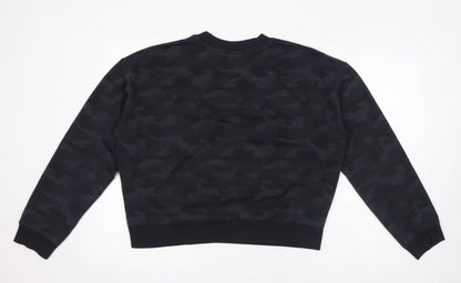 Reflex Womens Black Camouflage Polyester Pullover Sweatshirt Size XL Pullover - Cropped